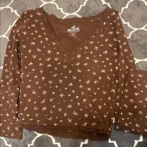 Hollister Brown Floral Long Sleeve Top